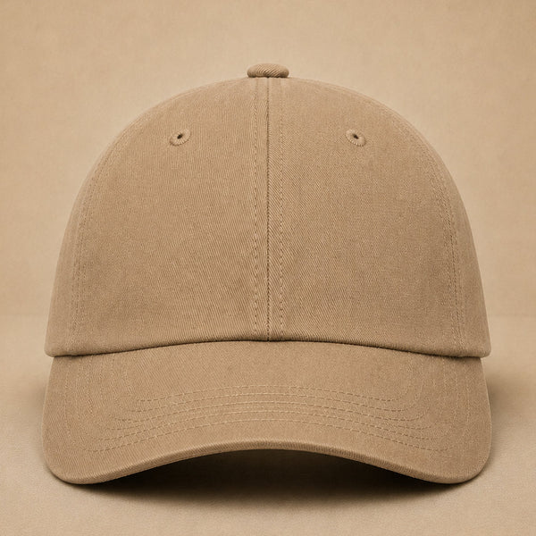 Khaki custom dad hats — Custom Leather Patch Dad Hat