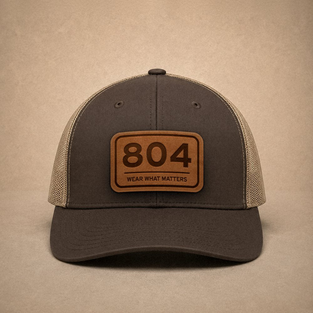 Brown Richmond hats — Richmond 804 Leather Patch Trucker Hat