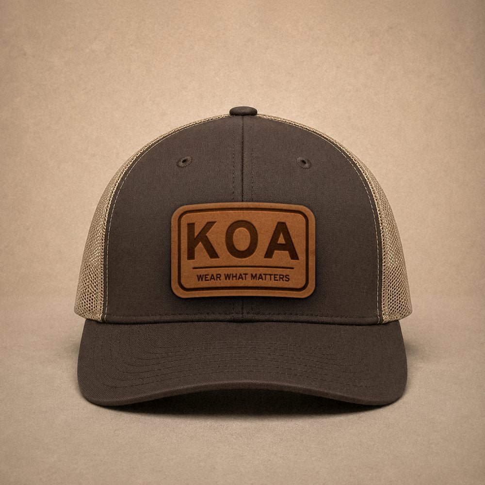 Brown Kona hats — Kona KOA Leather Patch Trucker Hat