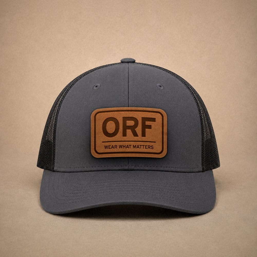 Charcoal Norfolk hats — Norfolk ORF Leather Patch Trucker Hat