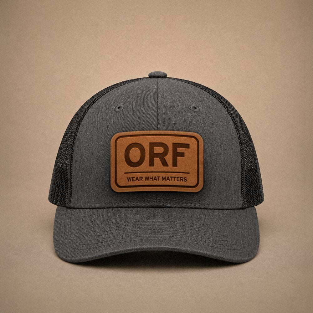 Dark Heather Grey Norfolk hats — Norfolk ORF Leather Patch Trucker Hat