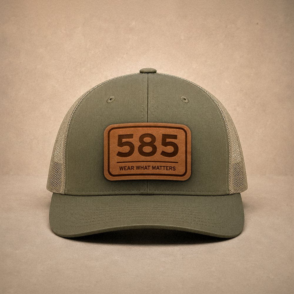 Moss Rochester hats — Rochester 585 Leather Patch Trucker Hat