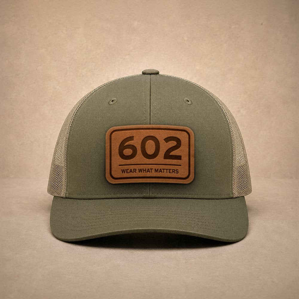 Moss Phoenix hats — Phoenix 602 Leather Patch Trucker Hat