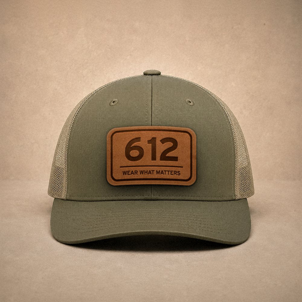Moss Minneapolis hats — Minneapolis 612 Leather Patch Trucker Hat