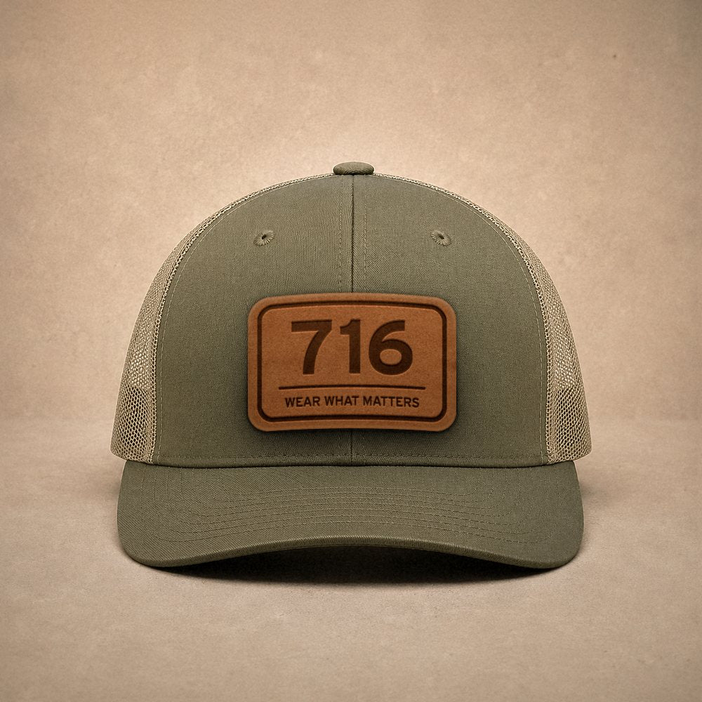 Moss Buffalo hats — Buffalo 716 Leather Patch Trucker Hat