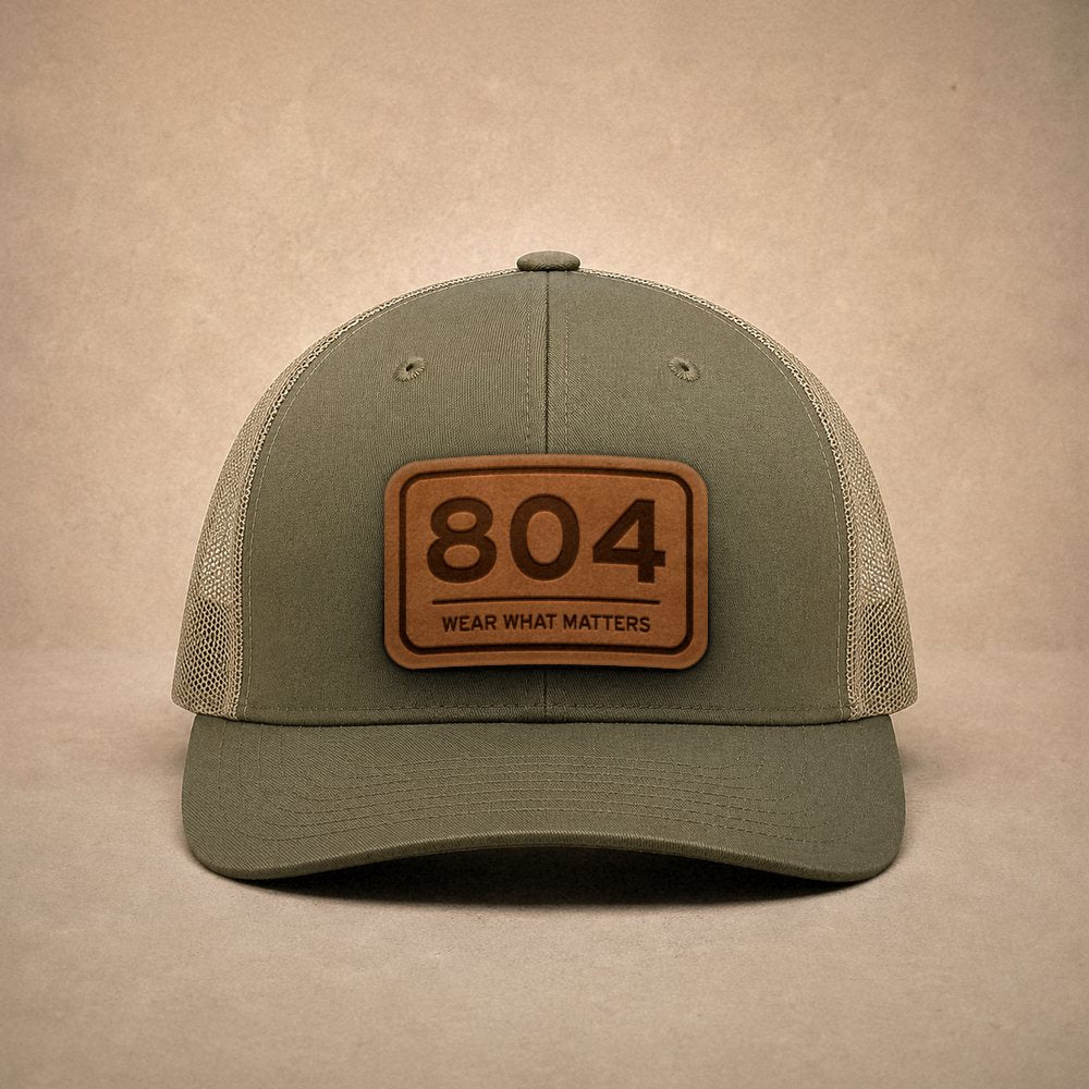 Moss Richmond hats — Richmond 804 Leather Patch Trucker Hat