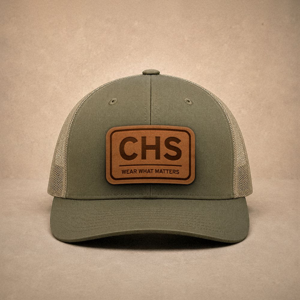 Moss Charleston hats — Charleston CHS Leather Patch Trucker Hat