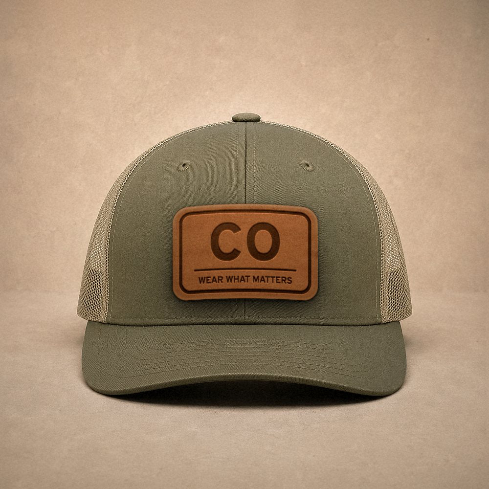 Moss Colorado hats — Colorado CO Leather Patch Trucker Hat