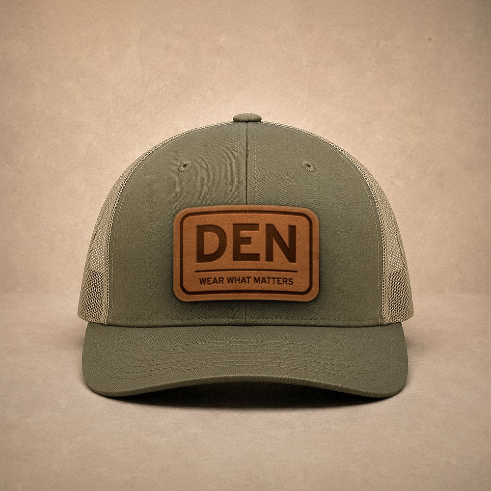 Moss Denver hats — Denver DEN Leather Patch Trucker Hat
