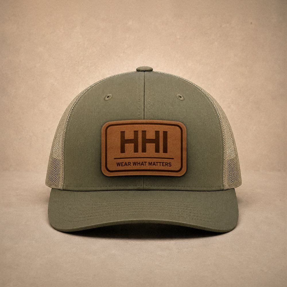 Moss Hilton Head hats — Hilton Head HHI Leather Patch Trucker Hat