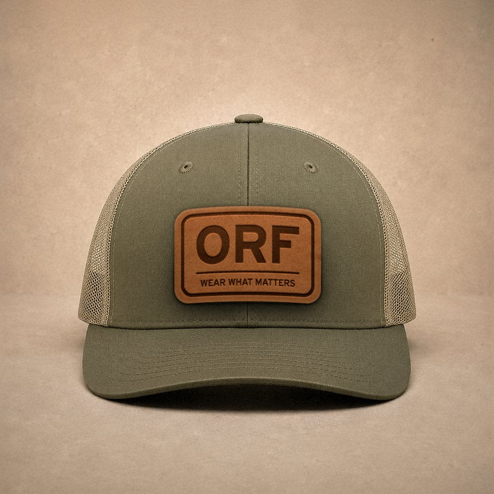 Moss Norfolk hats — Norfolk ORF Leather Patch Trucker Hat