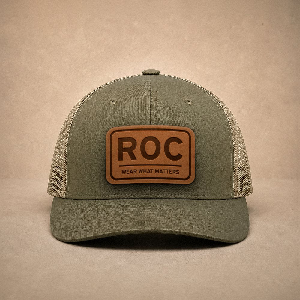 Moss Rochester hats — Rochester ROC Leather Patch Trucker Hat