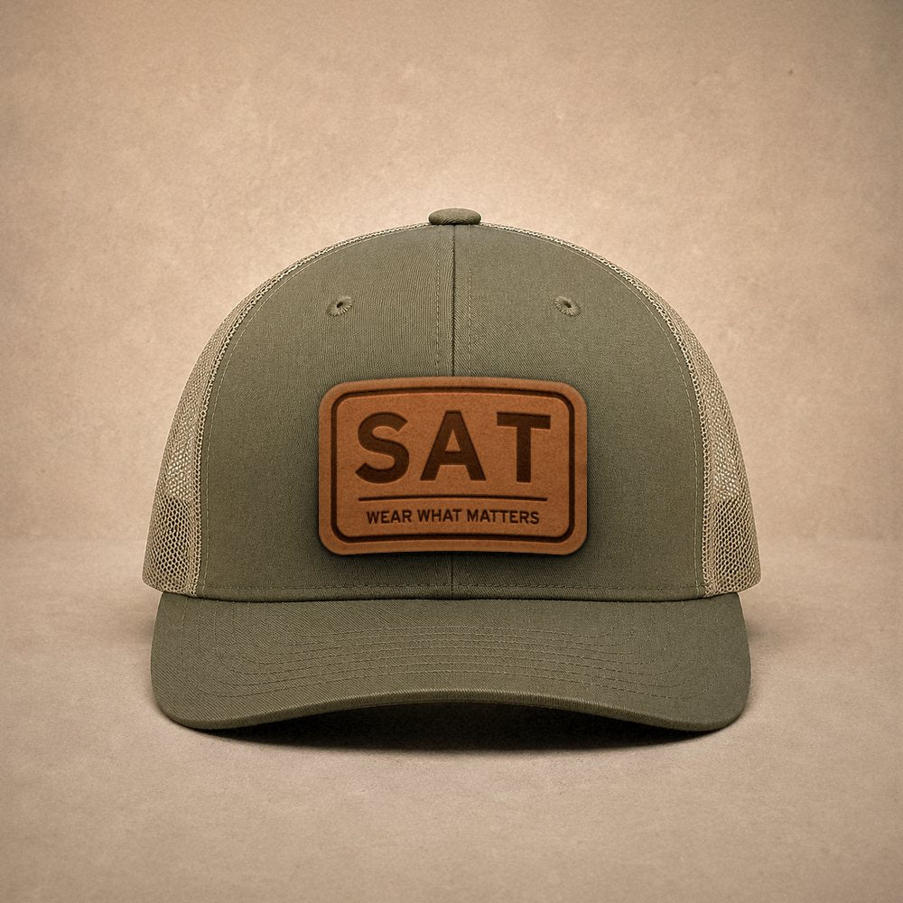 Moss San Antonio hats — San Antonio SAT Leather Patch Trucker Hat