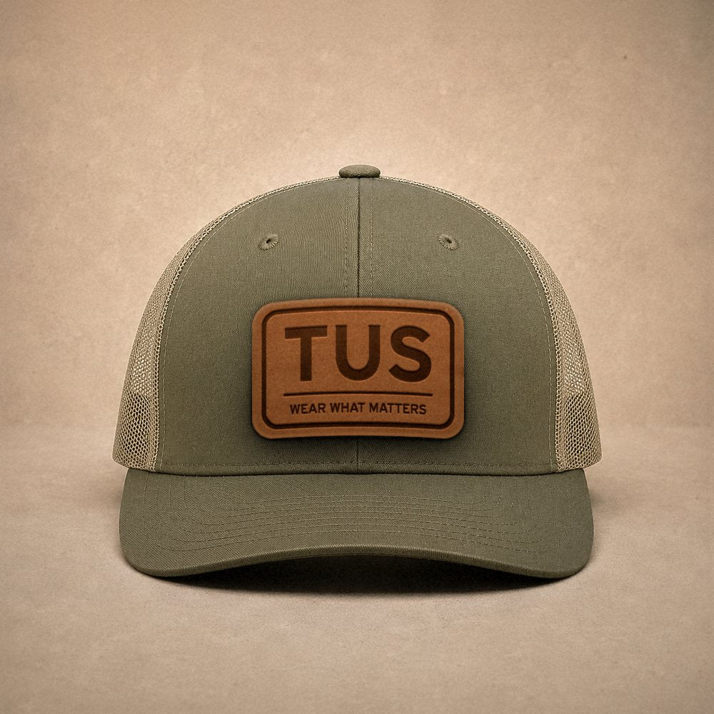 Moss Tucson hats — Tucson TUS Leather Patch Trucker Hat