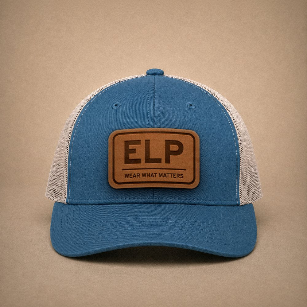 Steel Blue El Paso hats — El Paso ELP Leather Patch Trucker Hat