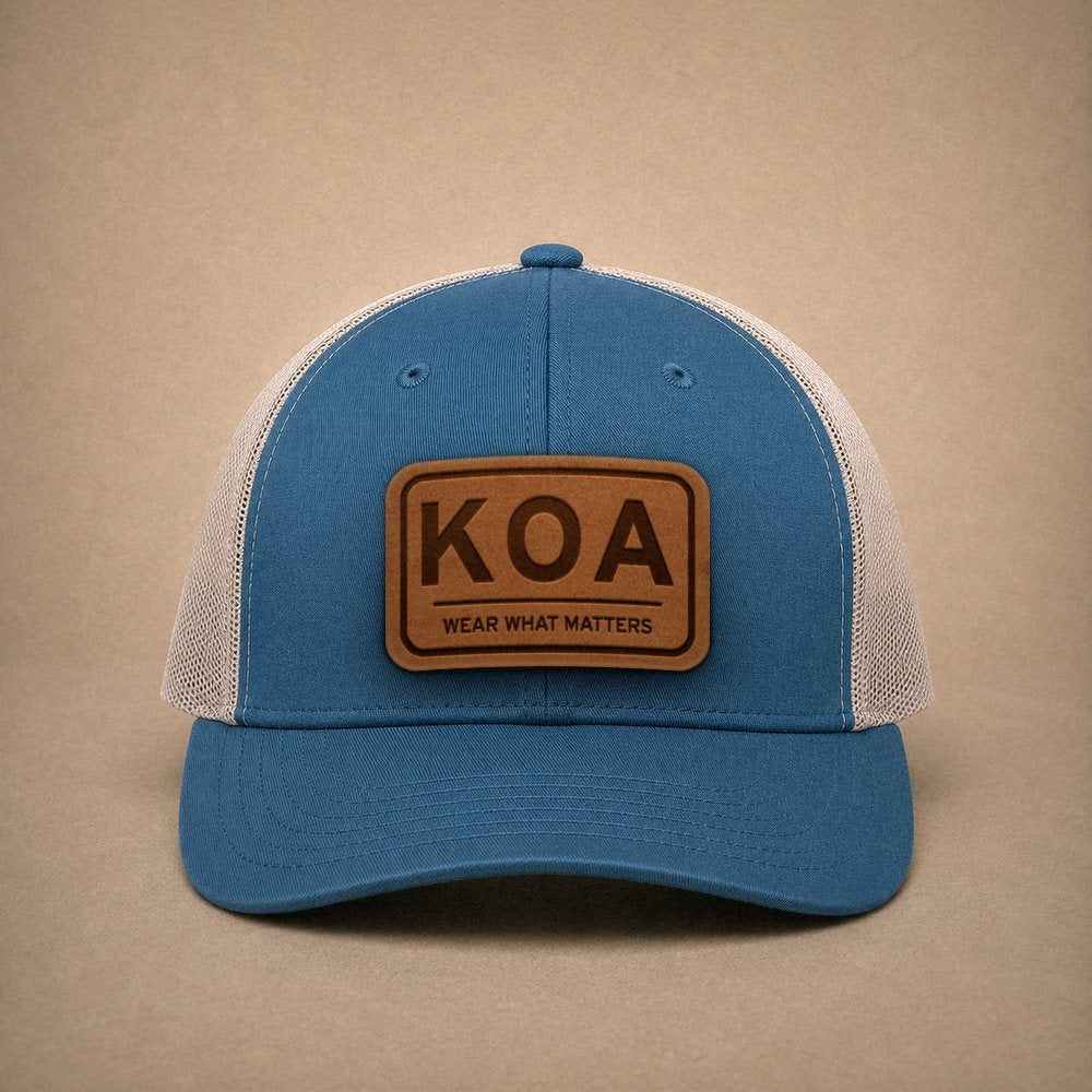 Steel Blue Kona hats — Kona KOA Leather Patch Trucker Hat
