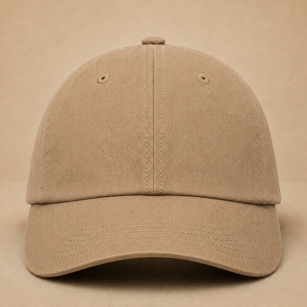 Khaki custom dad hats — Custom Leather Patch Dad Hat