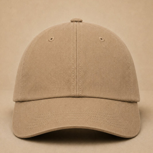 Khaki custom dad hats — Custom Leather Patch Dad Hat