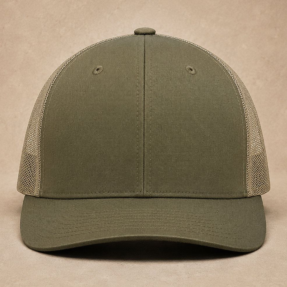 Moss custom trucker hats — Custom Leather Patch Trucker Hat