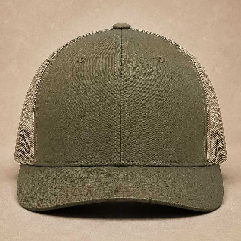 Moss custom trucker hats — Custom Leather Patch Trucker Hat